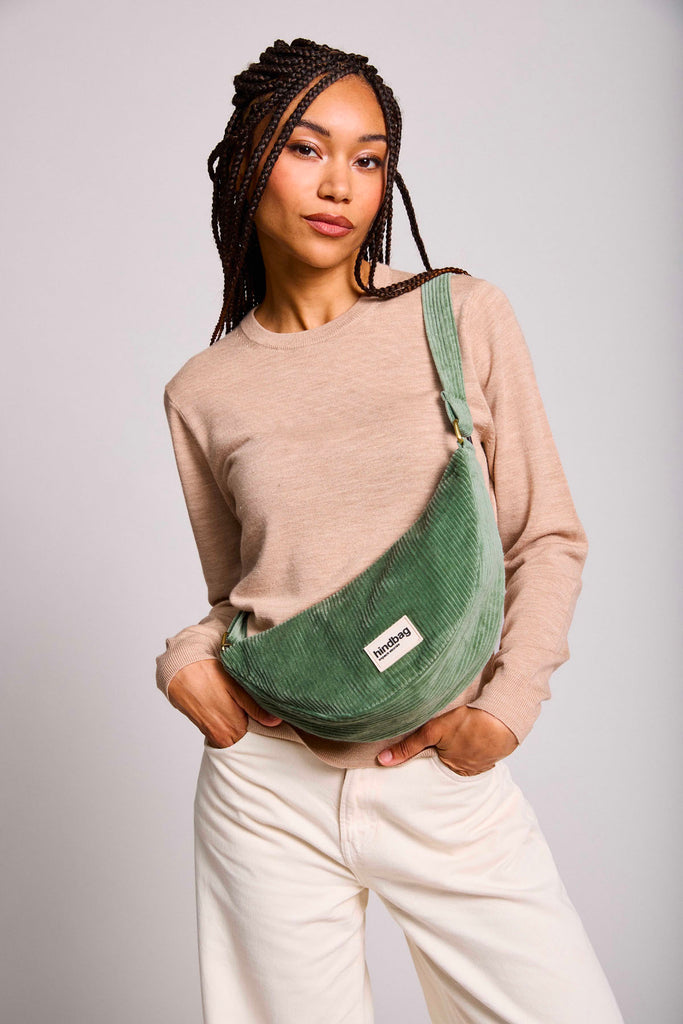 Sac banane Andrea Velours Vert d'eau