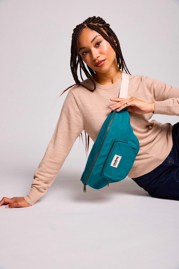 Sac banane XL Sofia Bleu paon