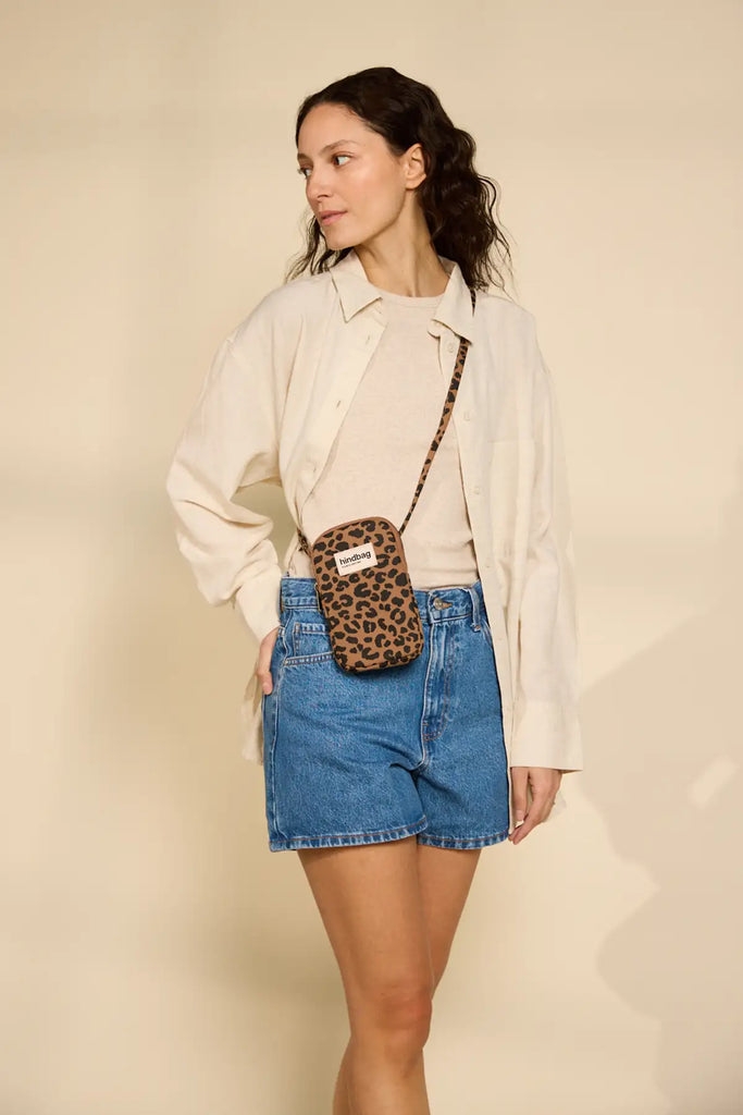 Pochette téléphone Bill Léopard cannelle