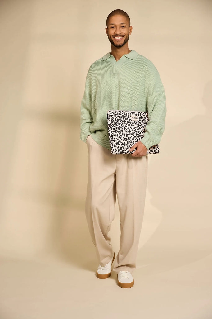 Housse d'ordi Ava Léopard écru