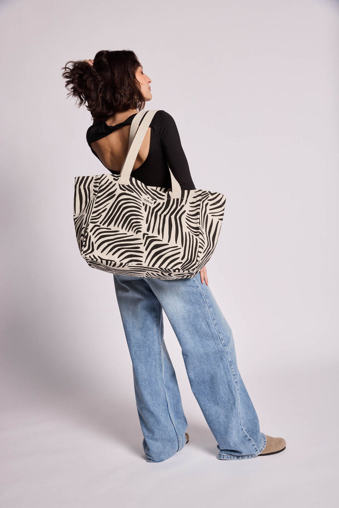 Sac cabas Claude Zèbre écru