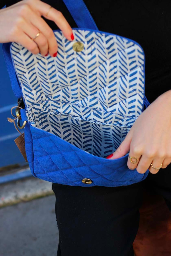 Sac à main matelassé Margault Bleu électrique