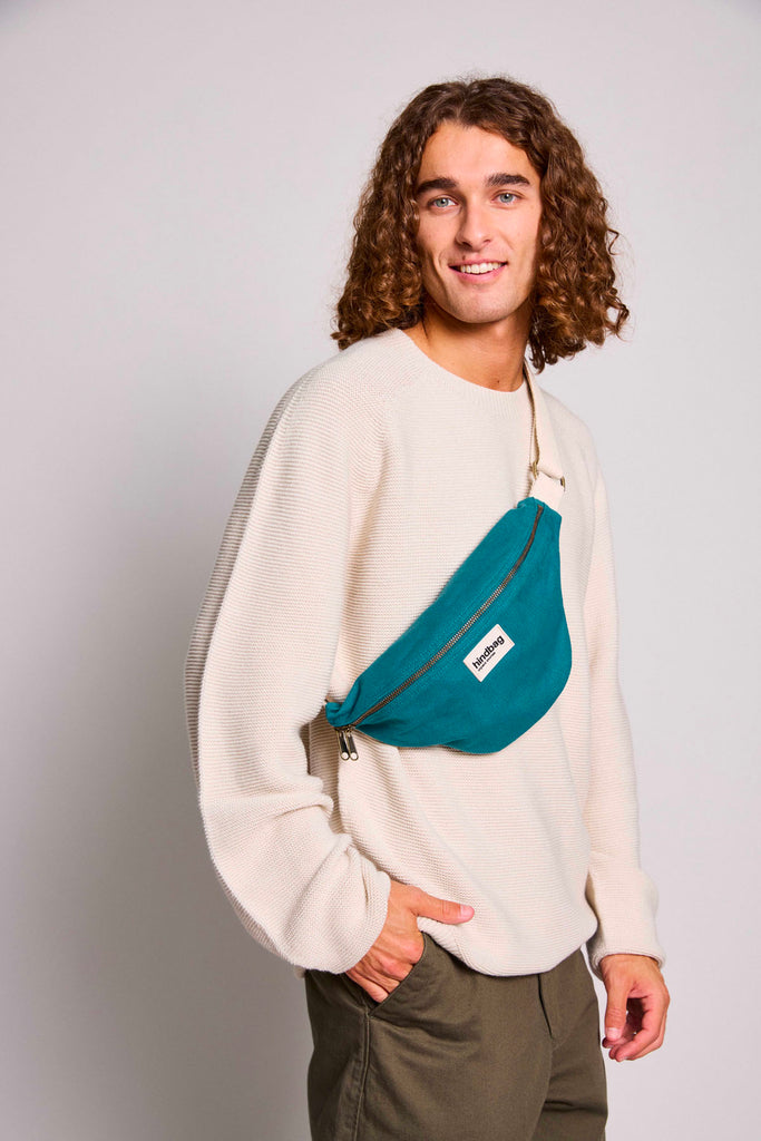 Sac banane Olivia Bleu paon