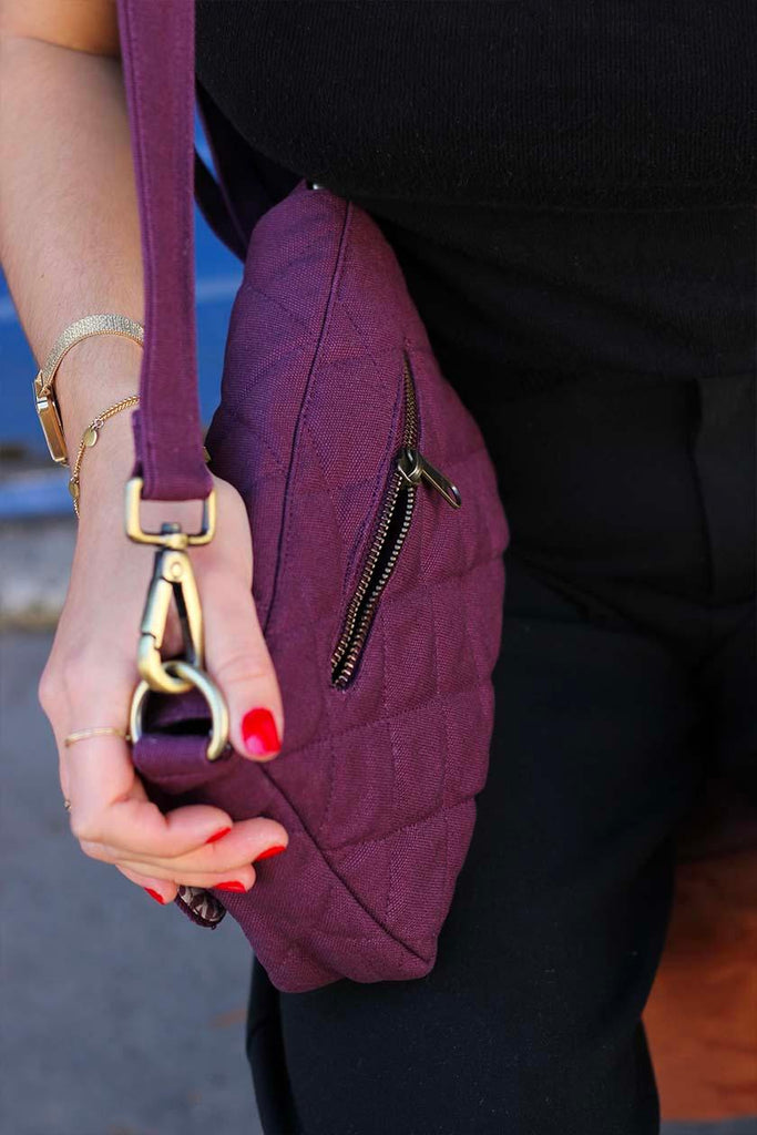 Sac à main matelassé Margault Prune