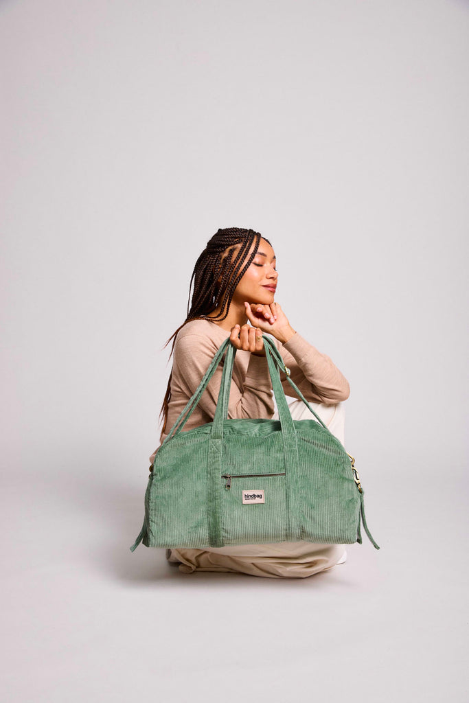 Sac à langer Basile Velours Vert d'eau