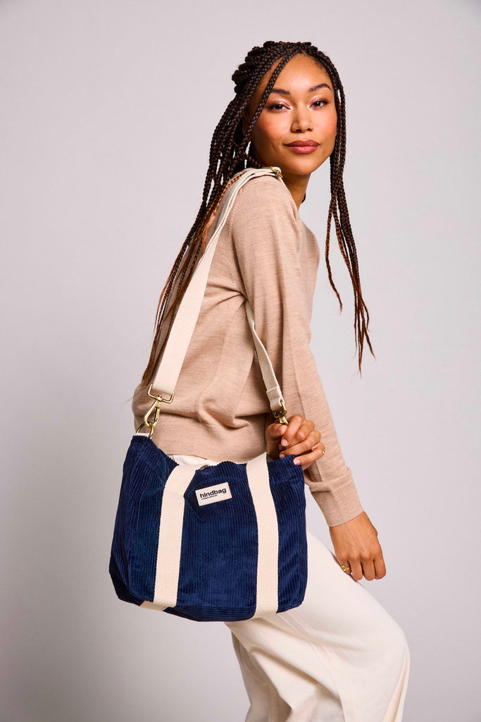 Sac à main Louise Velours Marine