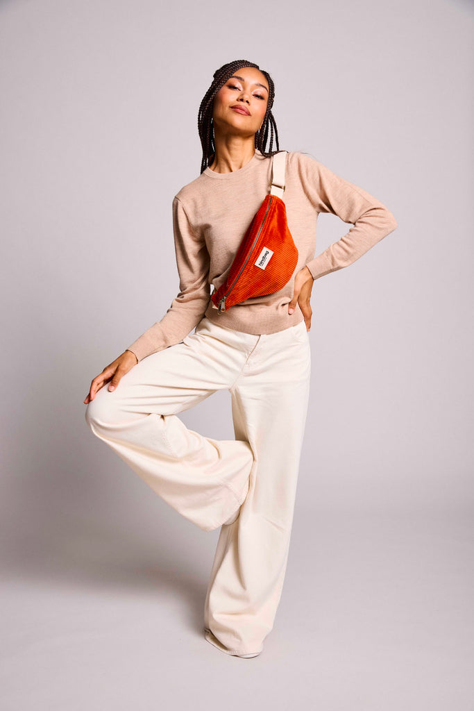 Sac banane Olivia Velours Brique