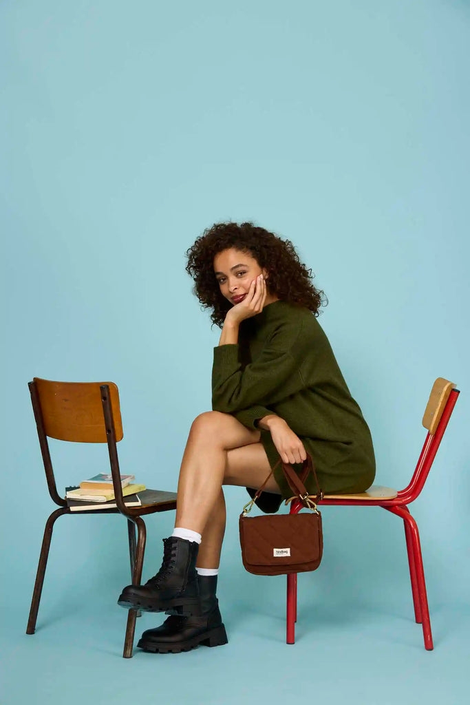 Sac à main matelassé Margault Chocolat