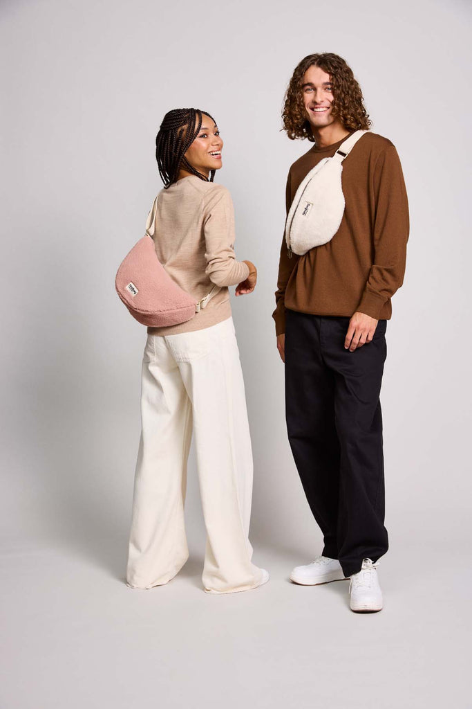 Sac banane Andrea Teddy Rose poudré