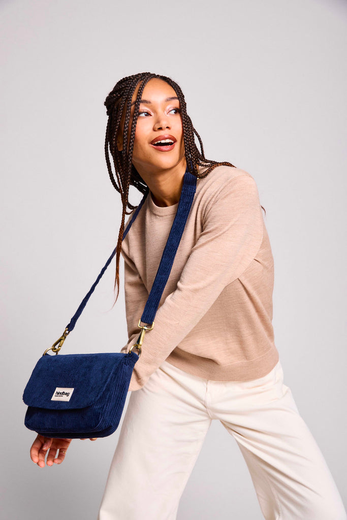 Sac à main Margault Velours Marine