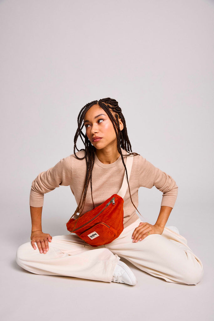 Sac banane XL Sofia Velours Brique