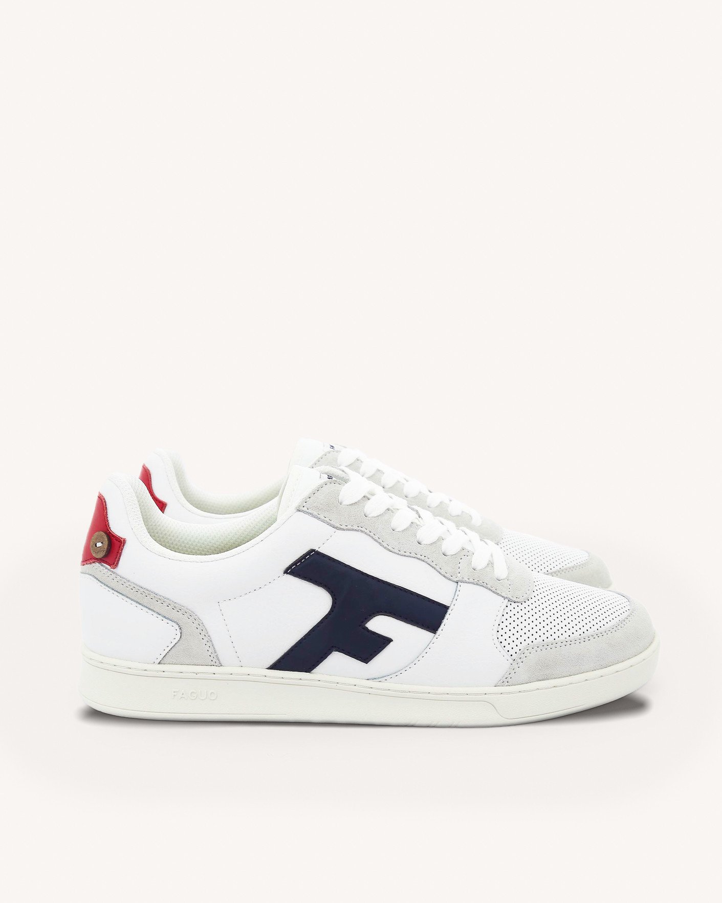 Baskets blanches, rouges & bleu marine cuir - HAZEL