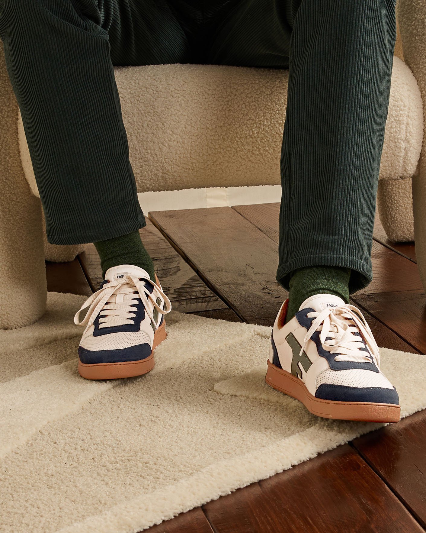 Baskets écrues & bleu marine cuir - HAZEL