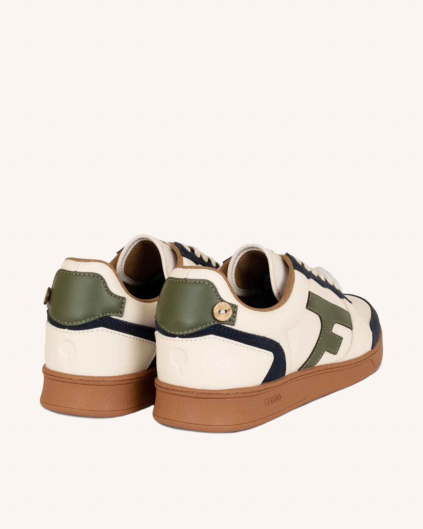 Baskets écrues & bleu marine cuir - HAZEL