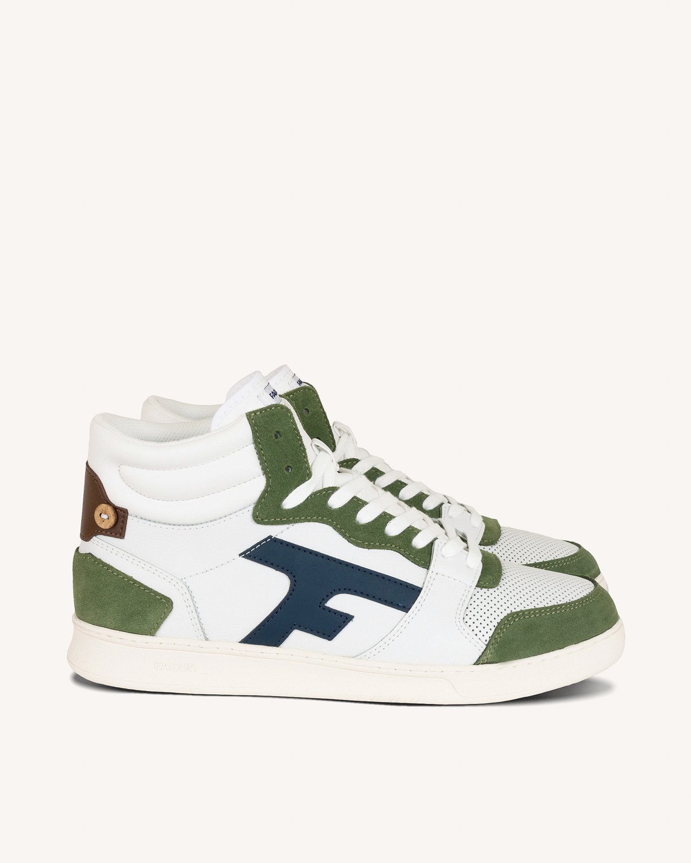 Baskets montantes blanches & kaki cuir - HAZEL MID