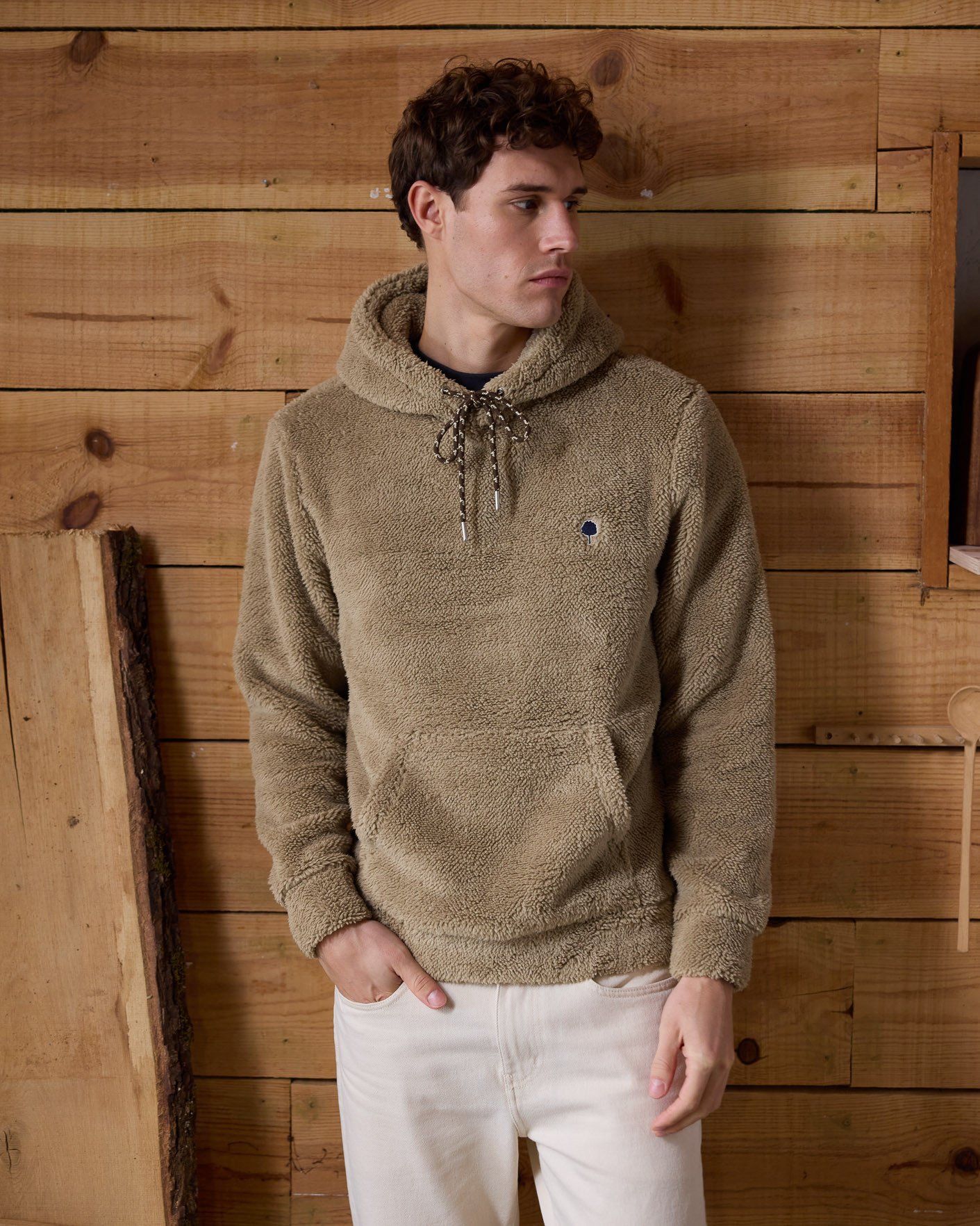 Sweat à capuche beige sherpa - DIRAC