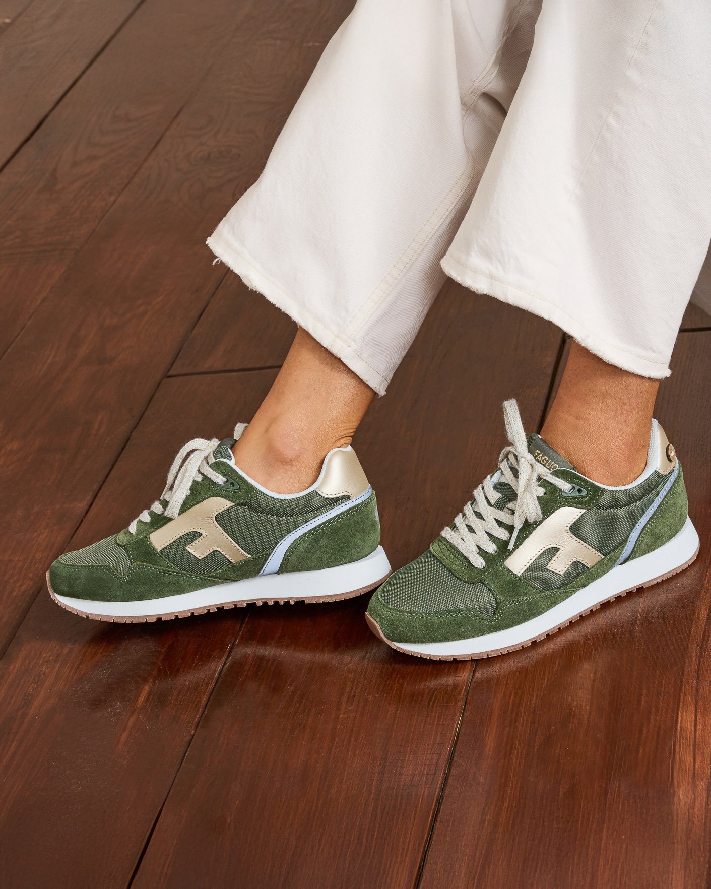 Baskets kaki & dorées suède - ELM