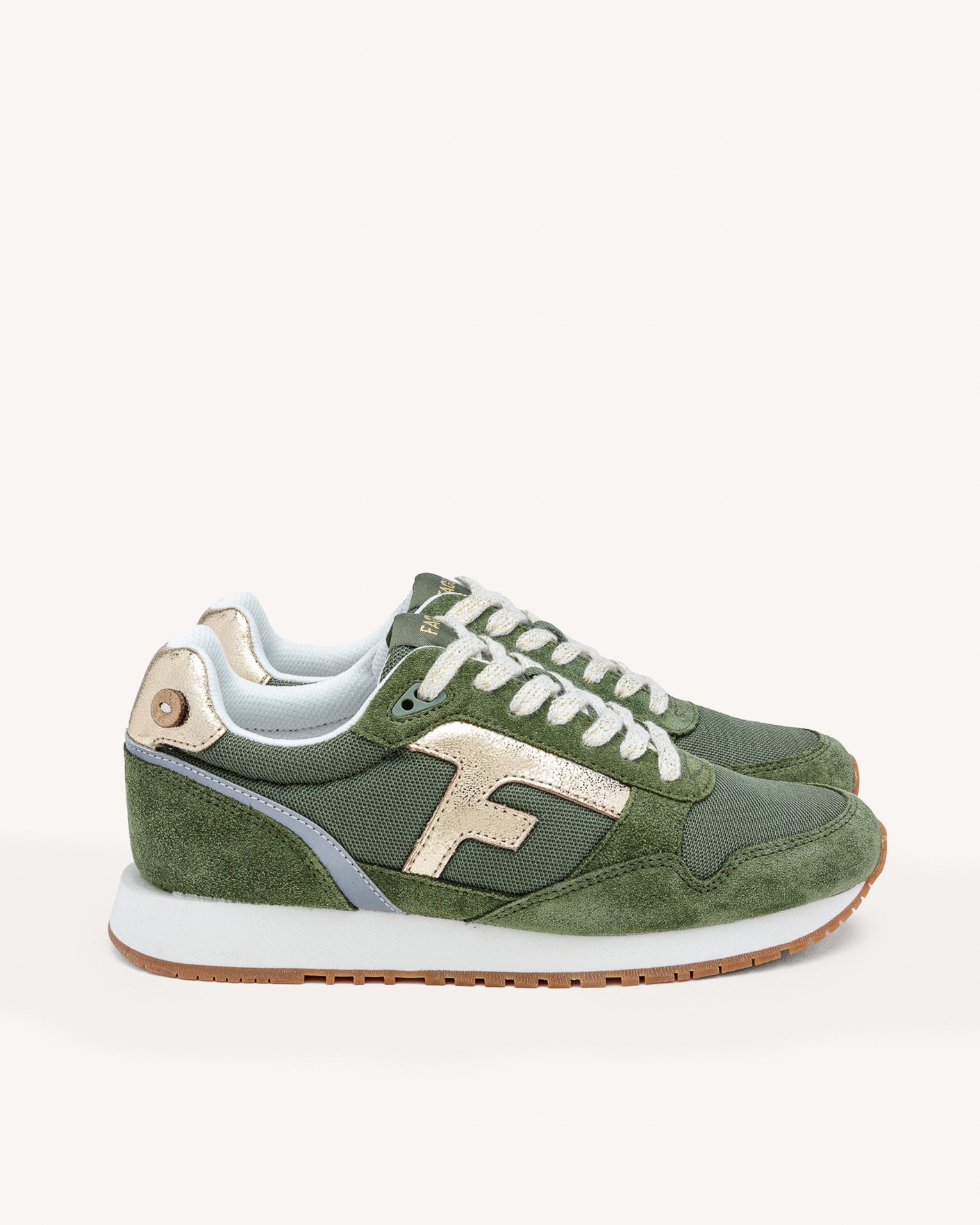 Baskets kaki & dorées suède - ELM