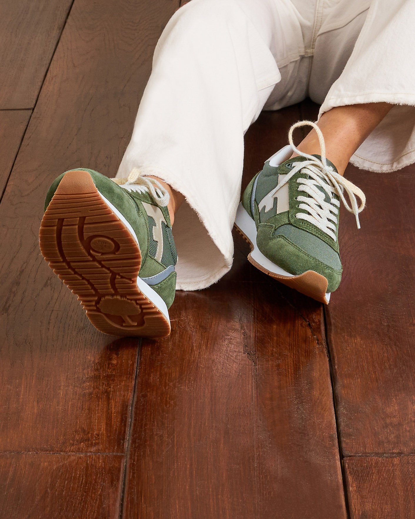 Baskets kaki & dorées suède - ELM