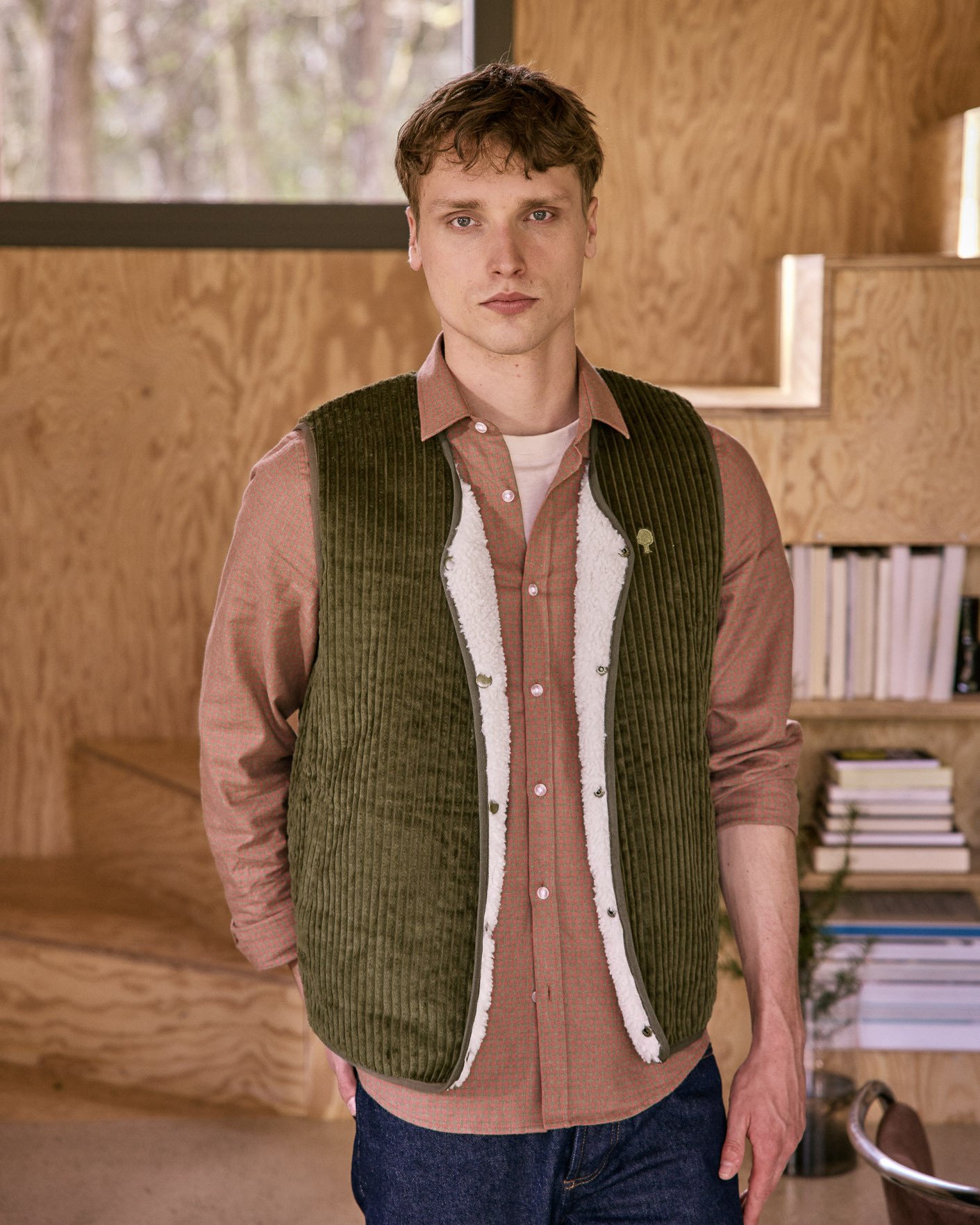 Veste sans manches coton vert olive foncé - ESTEREL