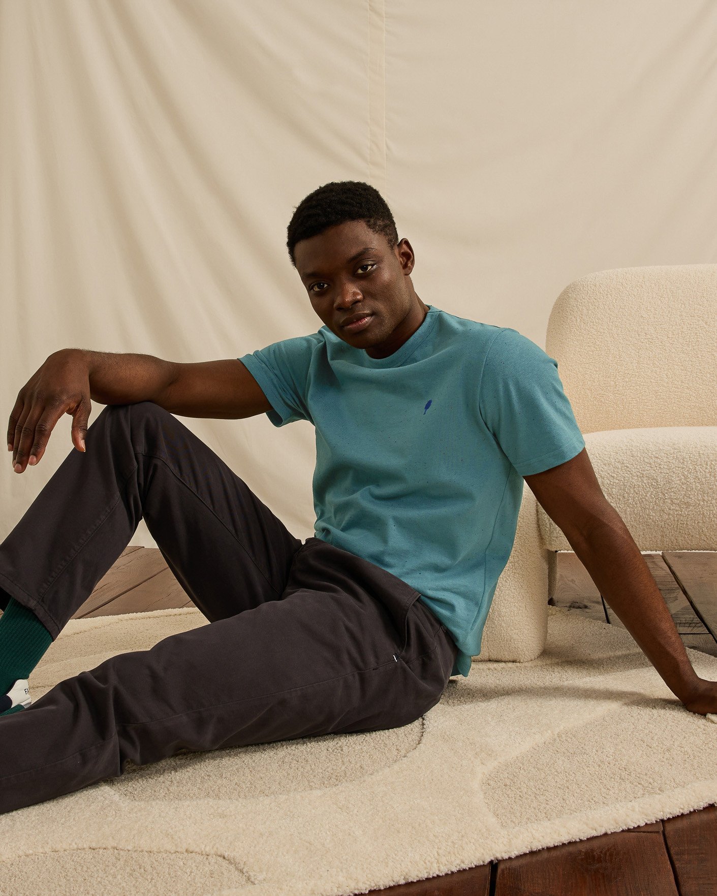 T-shirt vert clair chiné coton - LUGNY