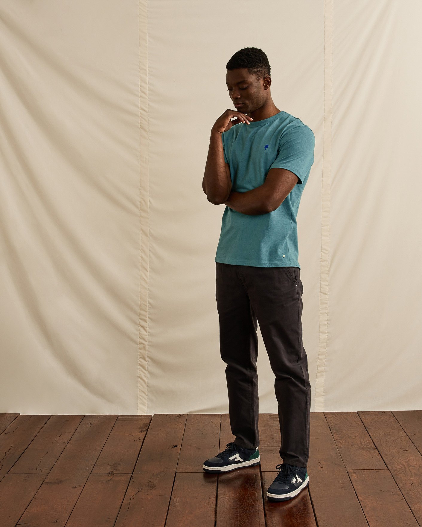 T-shirt vert clair chiné coton - LUGNY