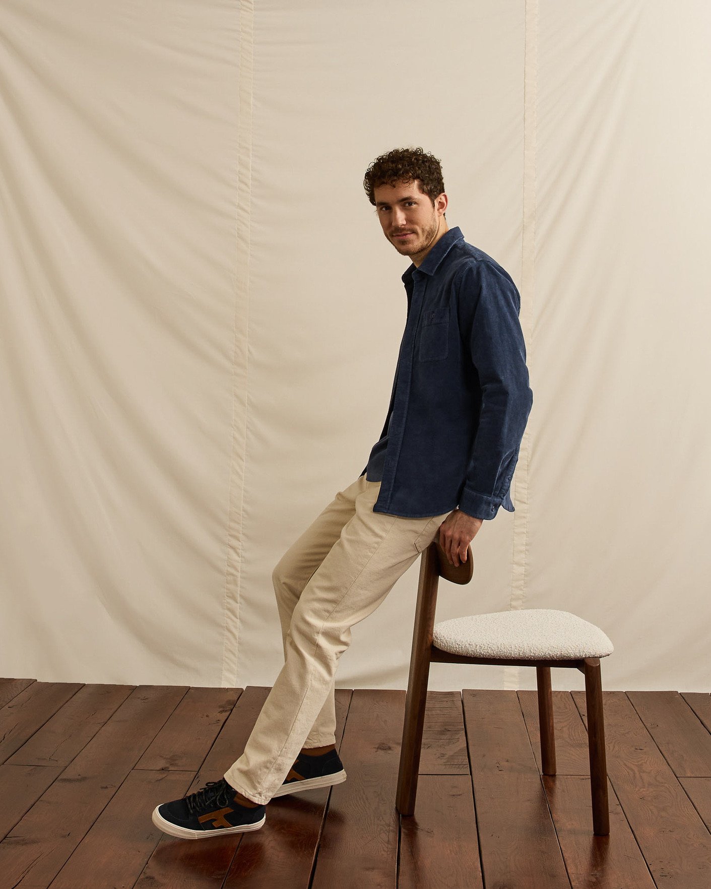 Chemise en velours bleu marine - ONCA