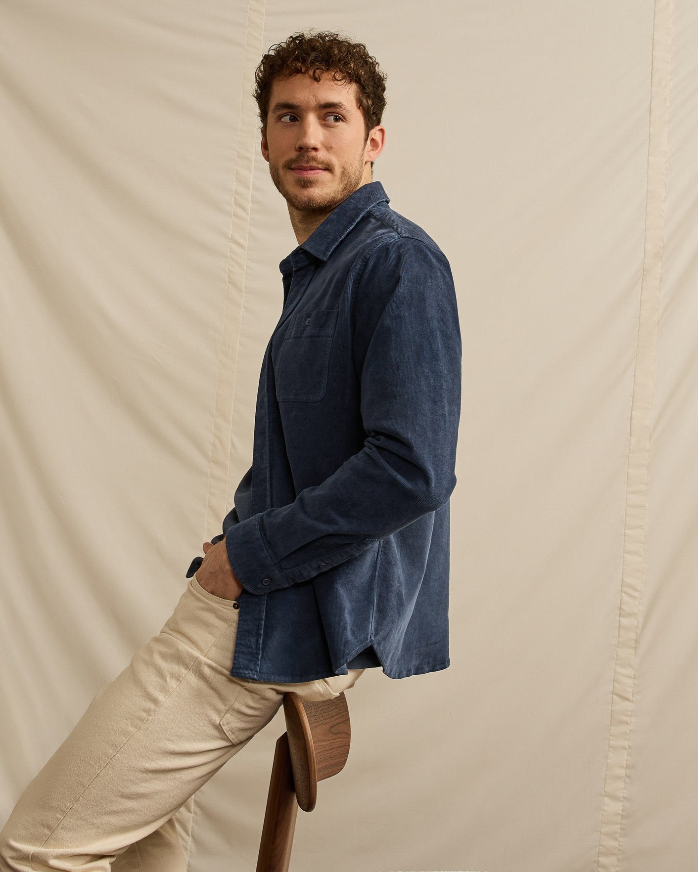 Chemise en velours bleu marine - ONCA