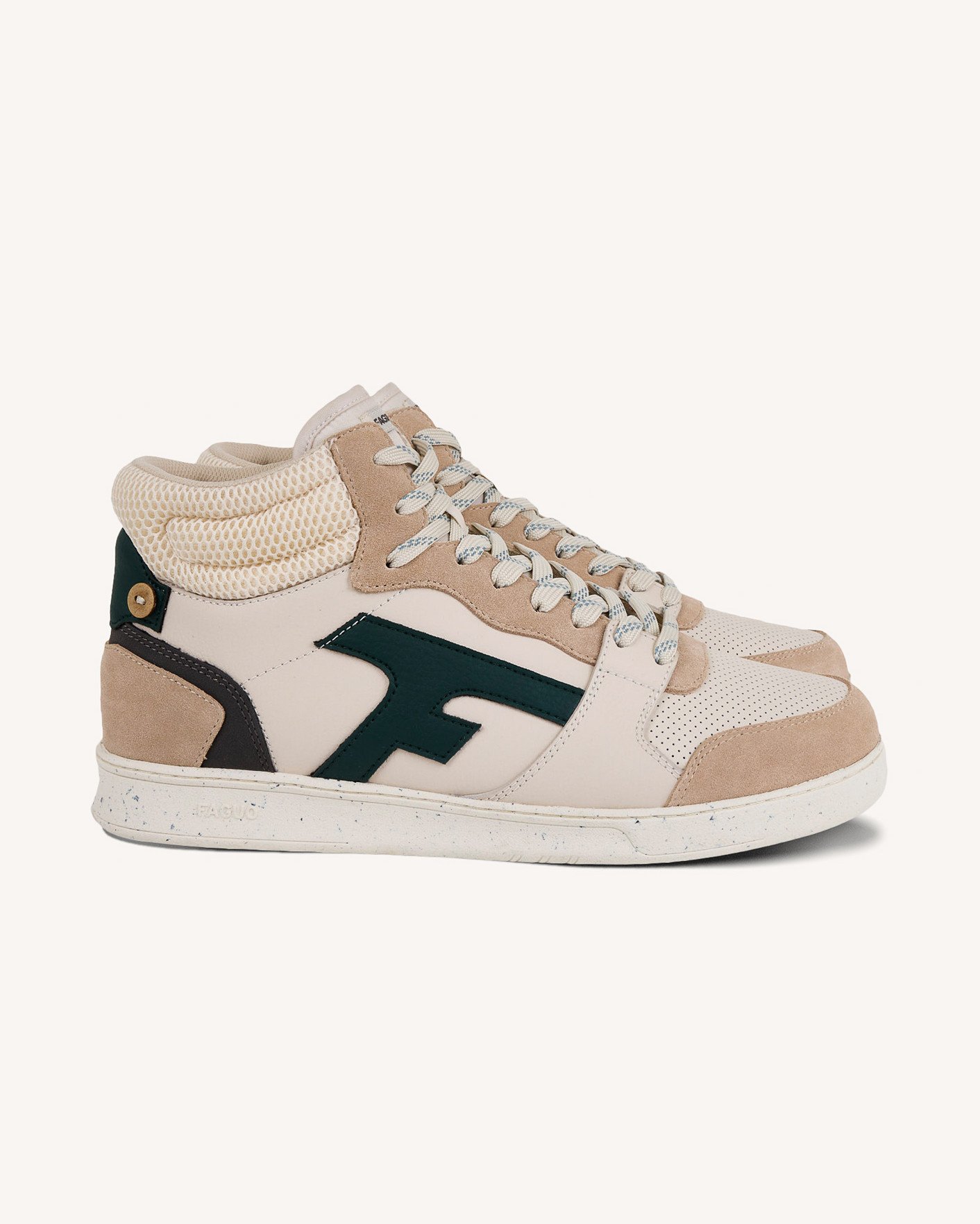 Baskets montantes crème & vert clair cuir - HAZEL MID