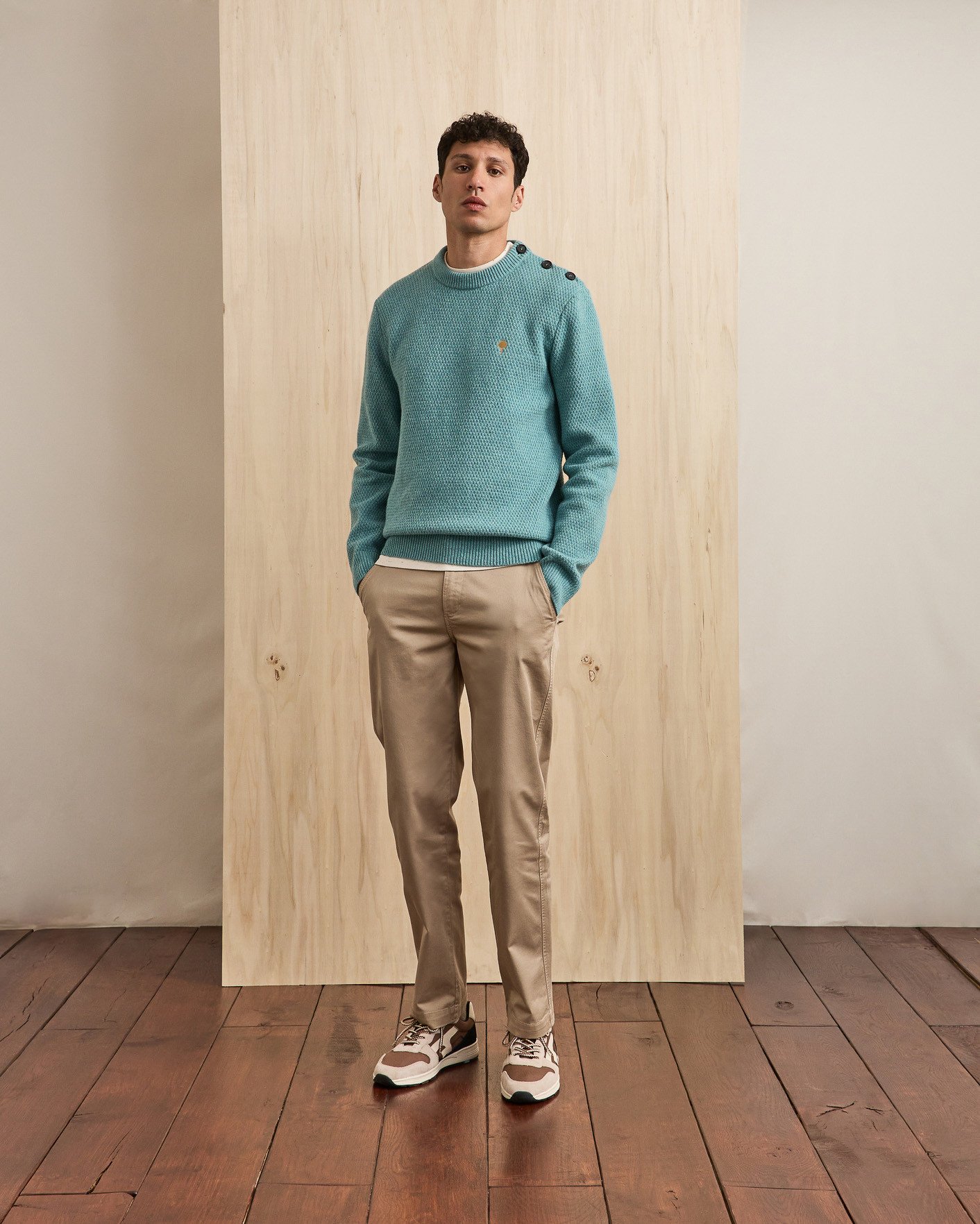 Pull en laine bleu vert - LUCIO