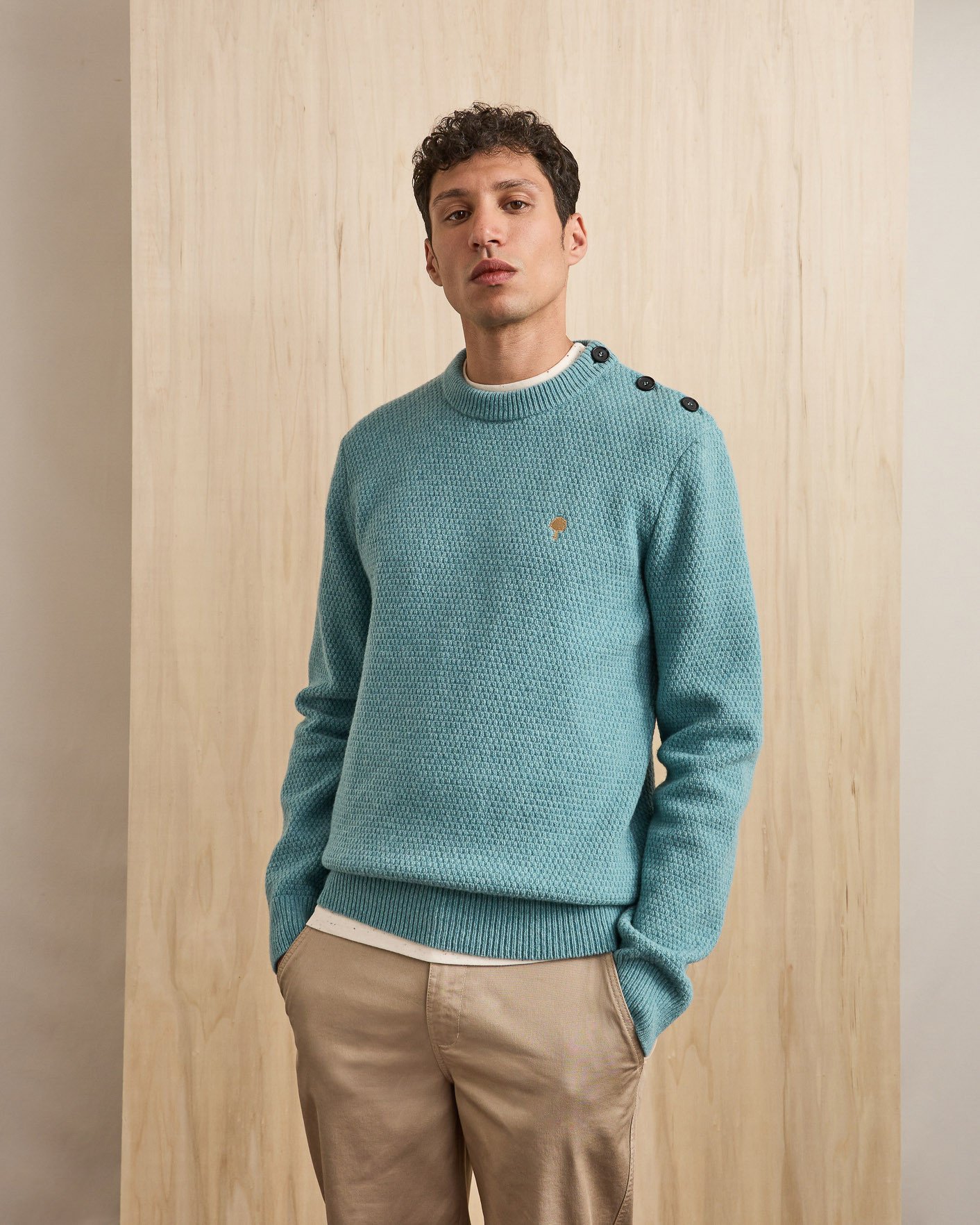 Pull en laine bleu vert - LUCIO