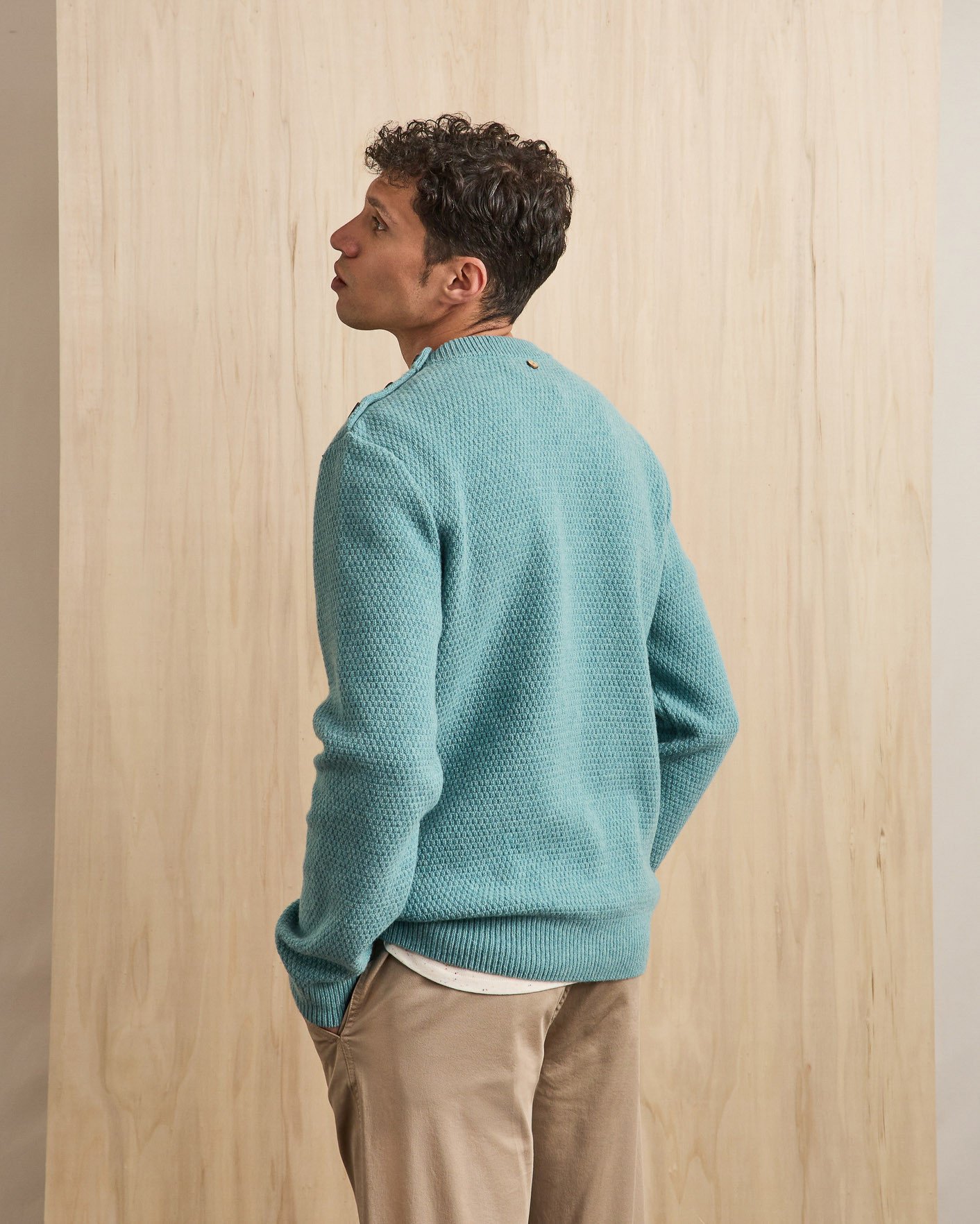 Pull en laine bleu vert - LUCIO