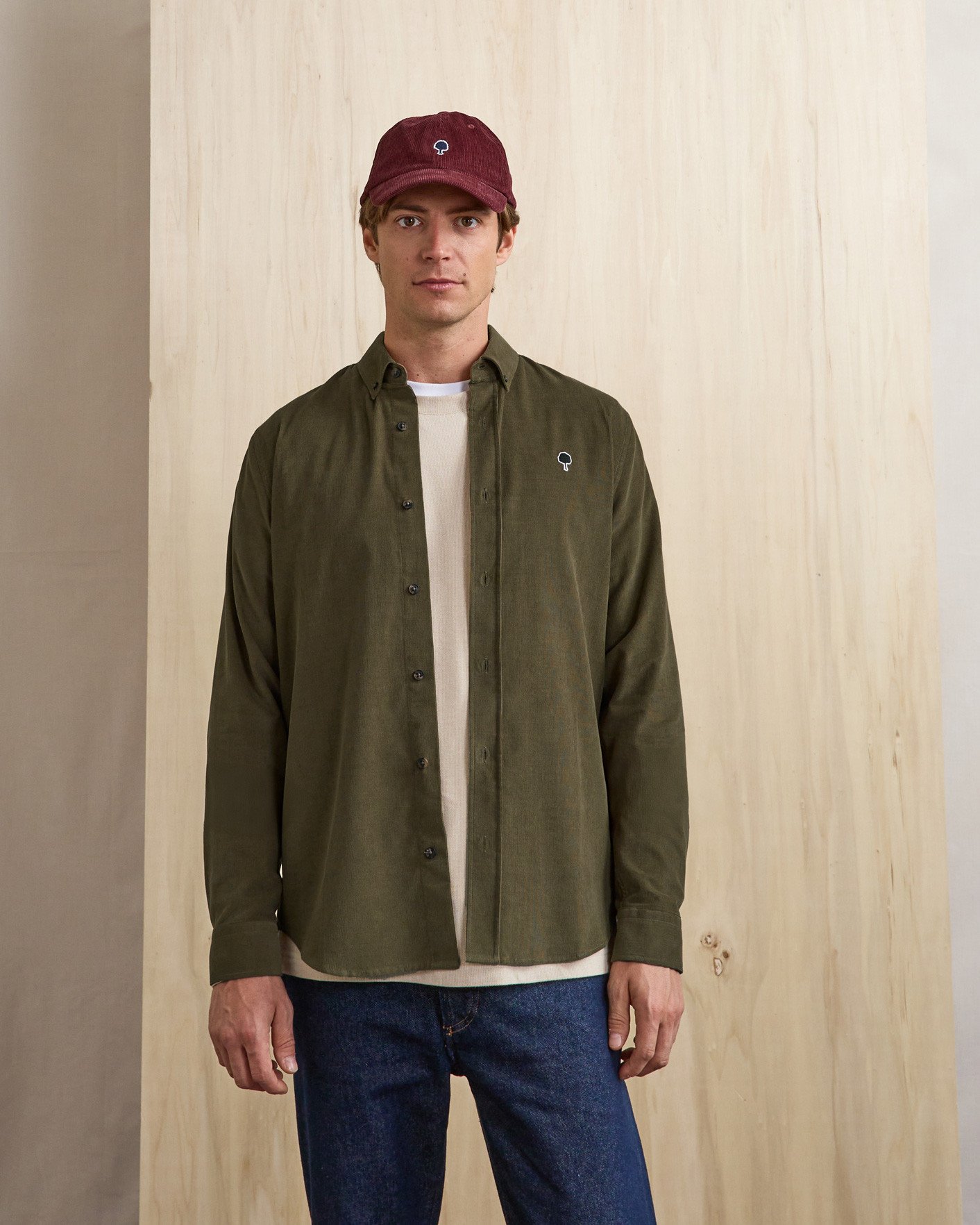 Chemise vert olive foncé coton - IVOY