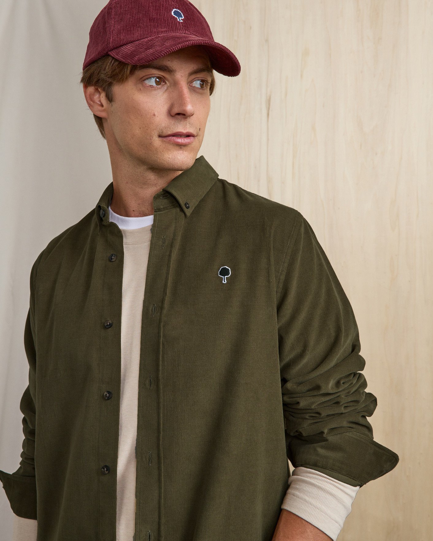 Chemise vert olive foncé coton - IVOY