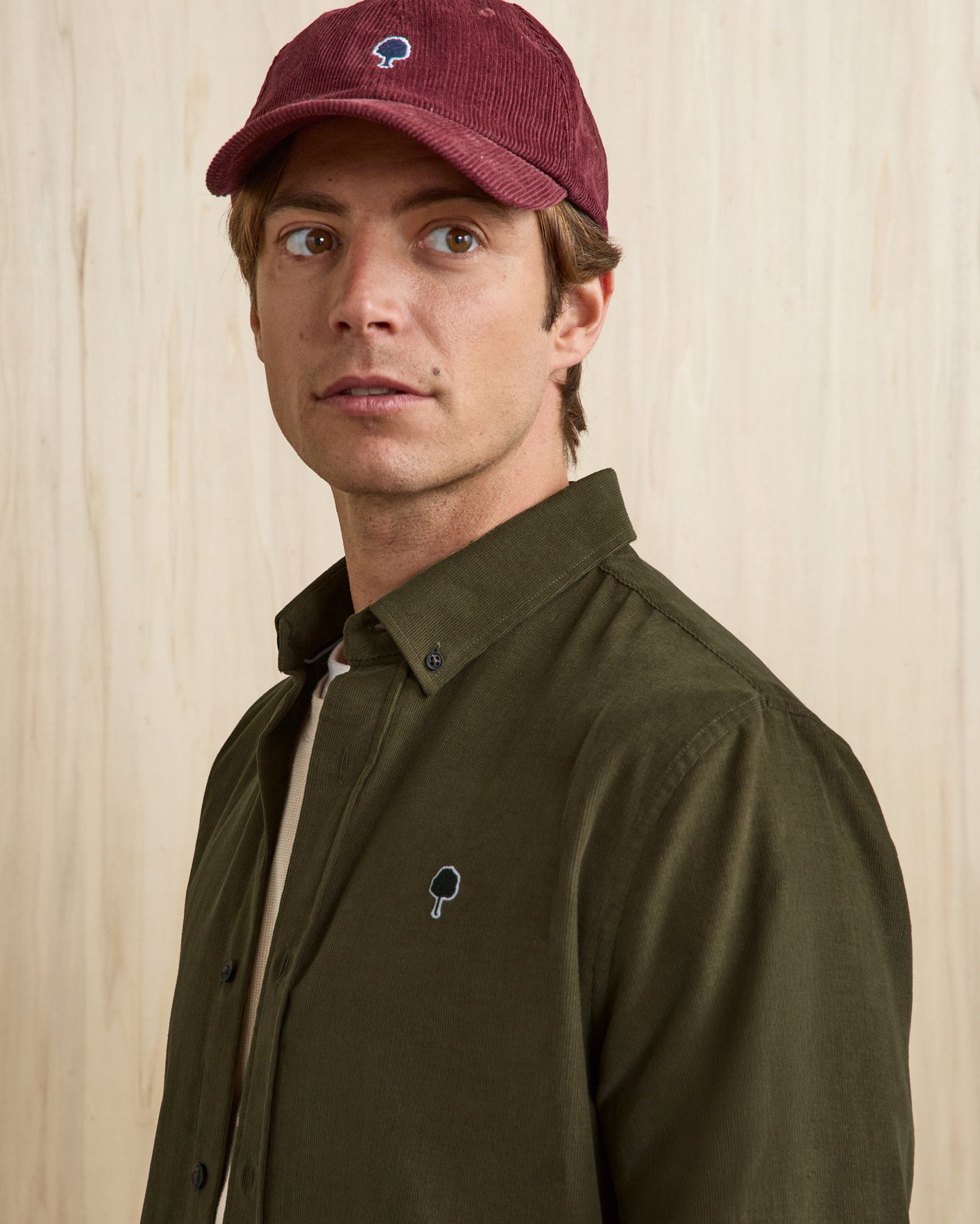 Chemise vert olive foncé coton - IVOY