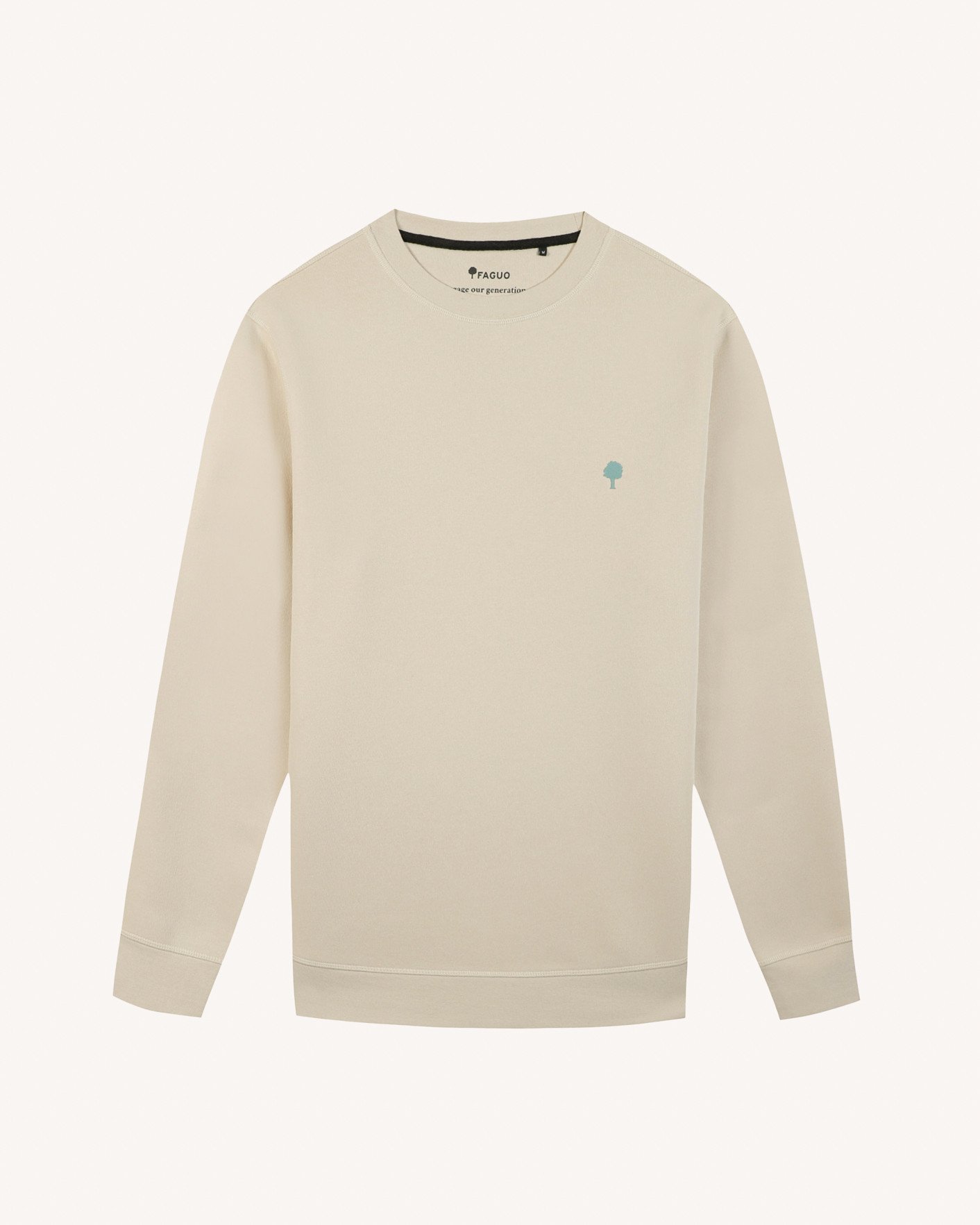 Sweat col rond beige foncé coton - DONZY