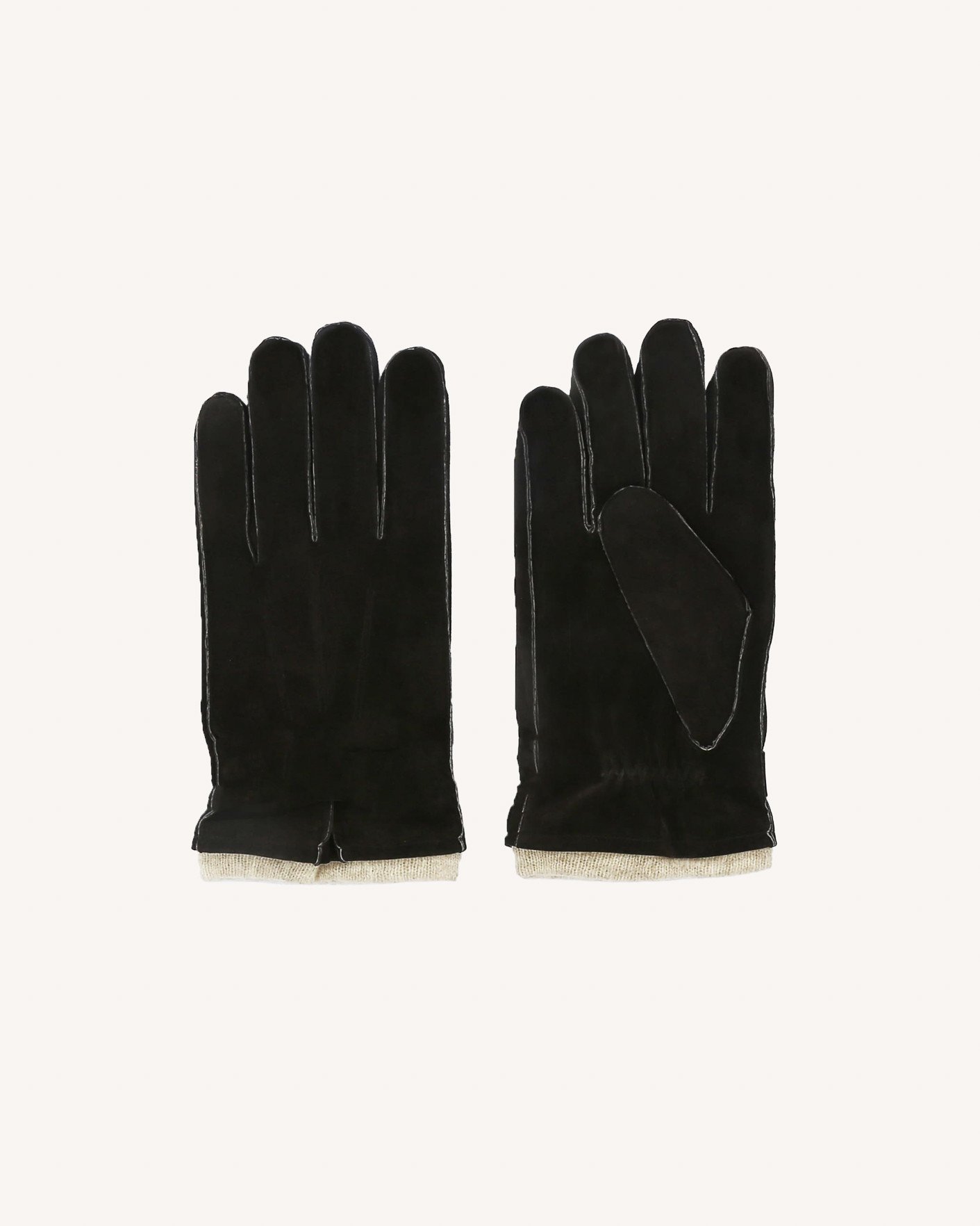 Gants en cuir doublé laine marron foncé - GLOVES