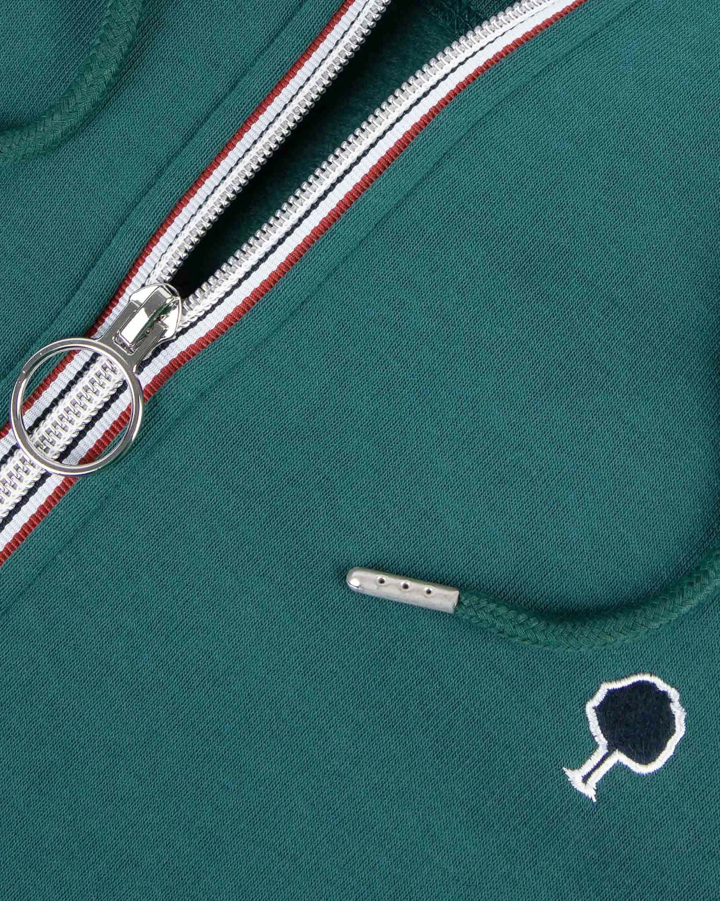 Sweat zippé vert sapin coton - MESNIL