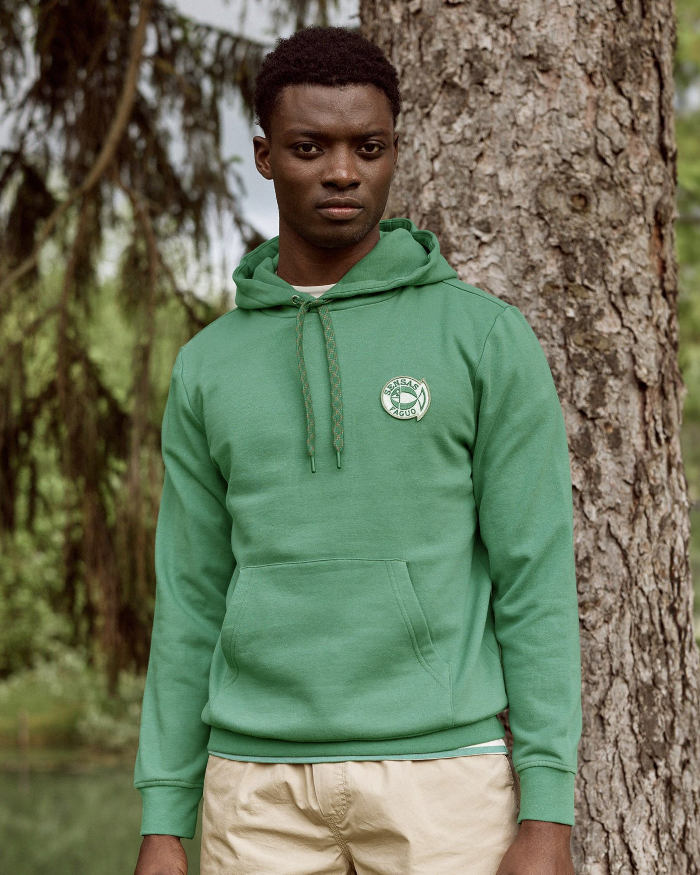 Sweat à capuche vert coton - DIRAC