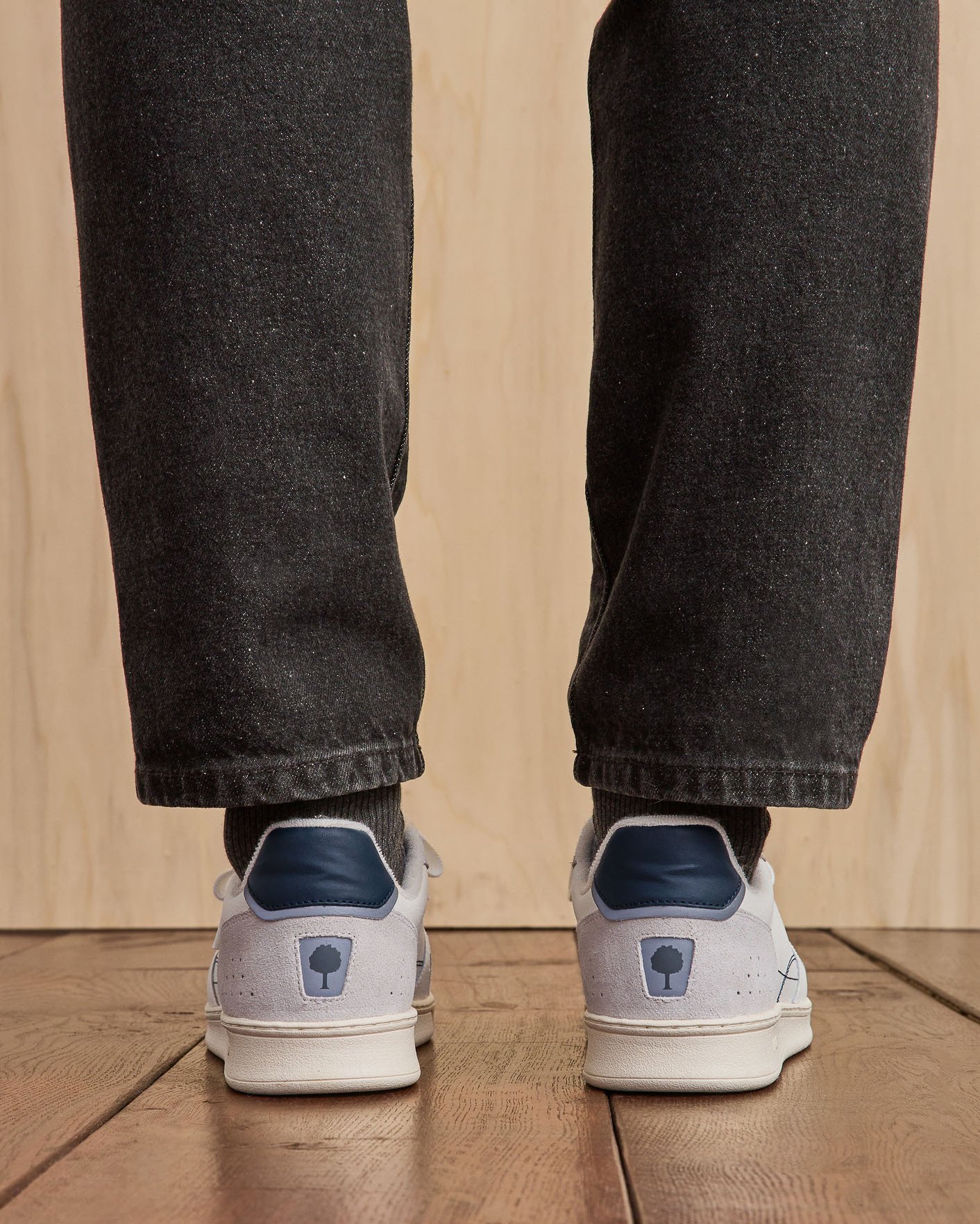 Baskets blanches, bleu marine & grises cuir - COMMUTE 1