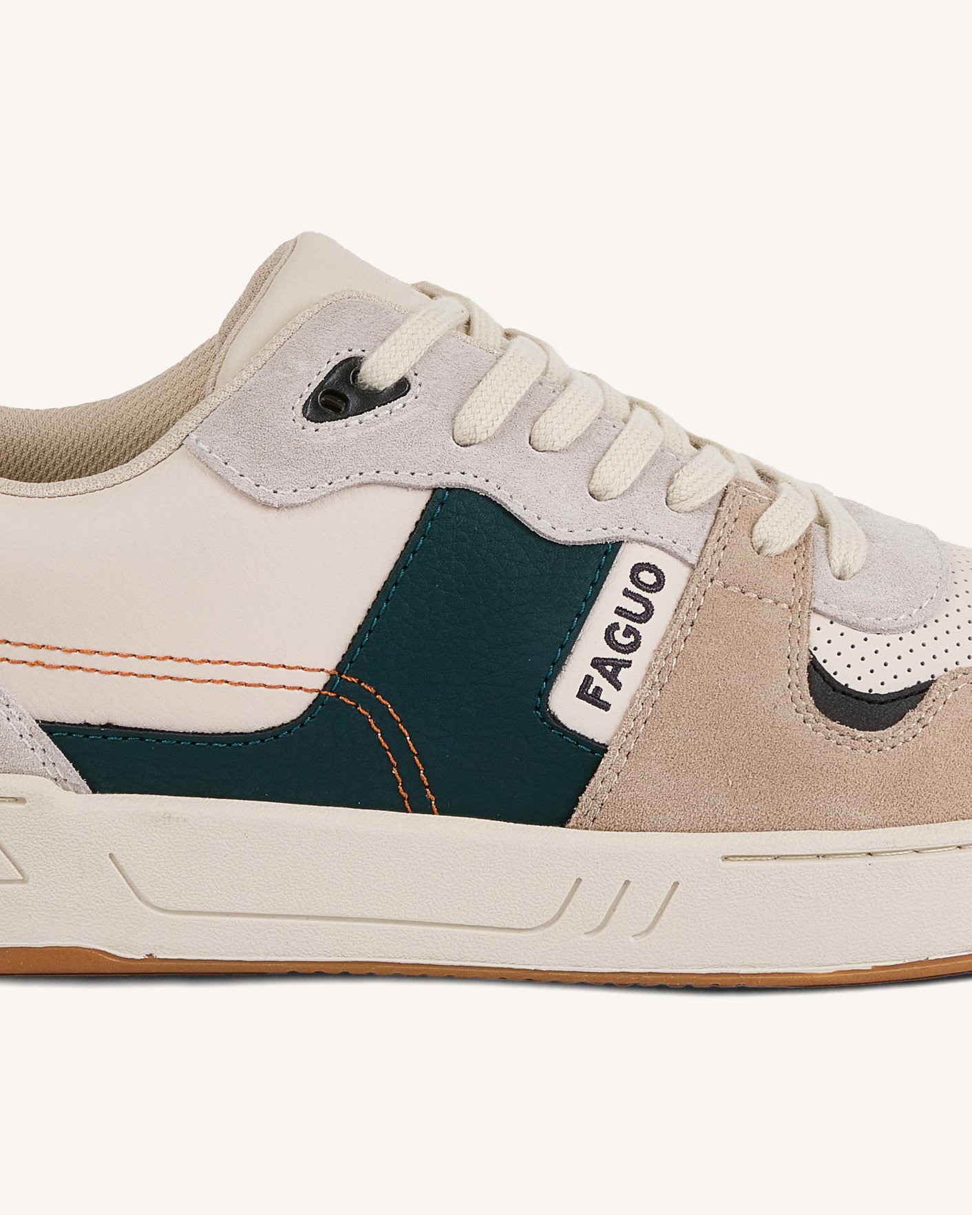 Baskets crème & vert clair cuir & suède - CEIBA