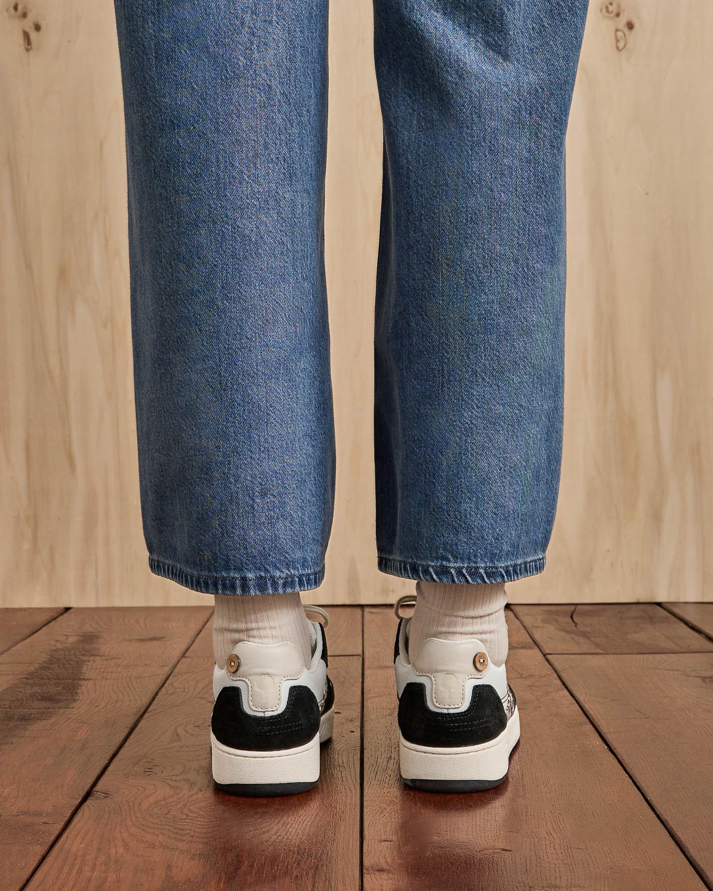 Baskets blanche & léopard, cuir & suède - CEIBA