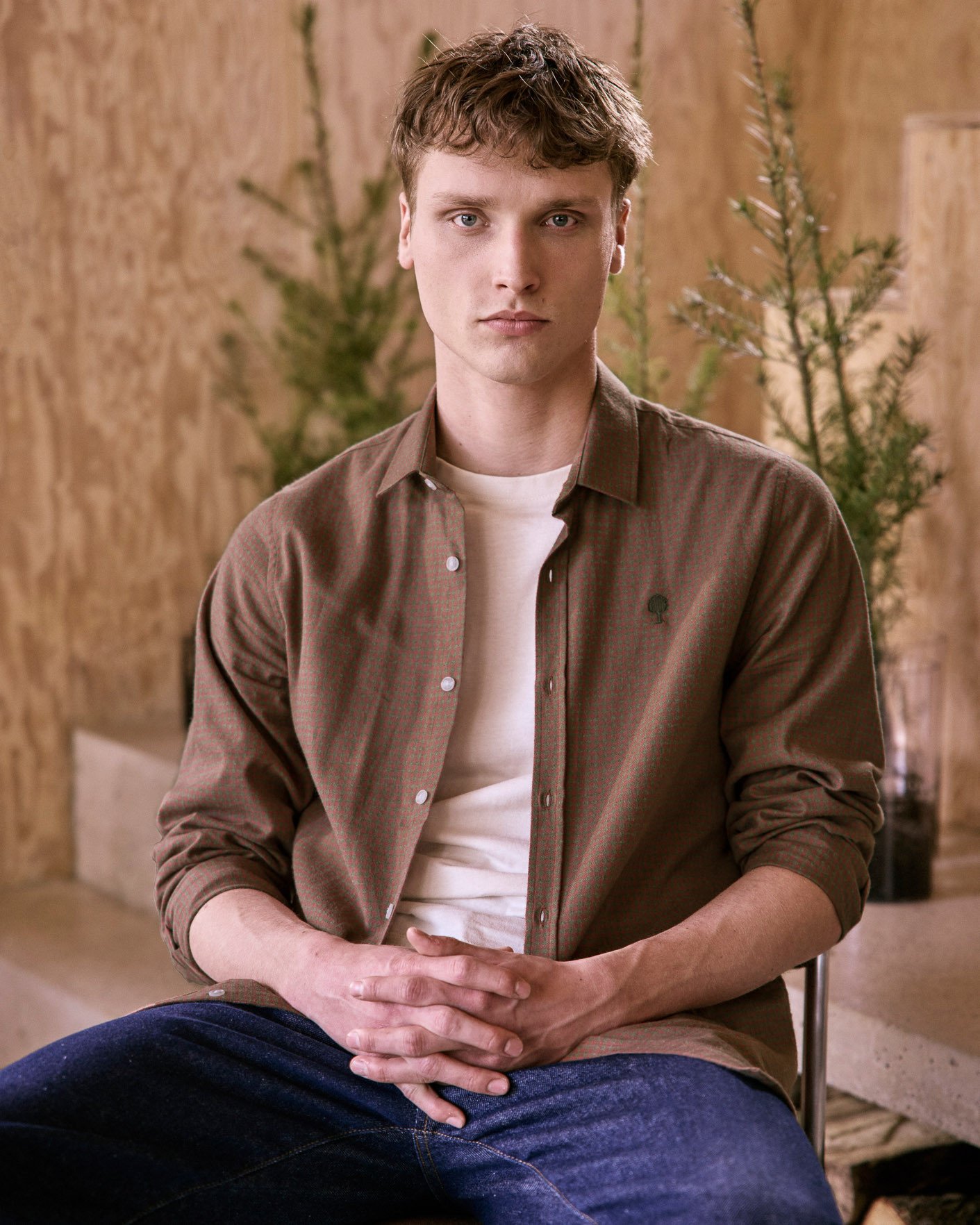 Chemise kaki & rose coton - IRATY