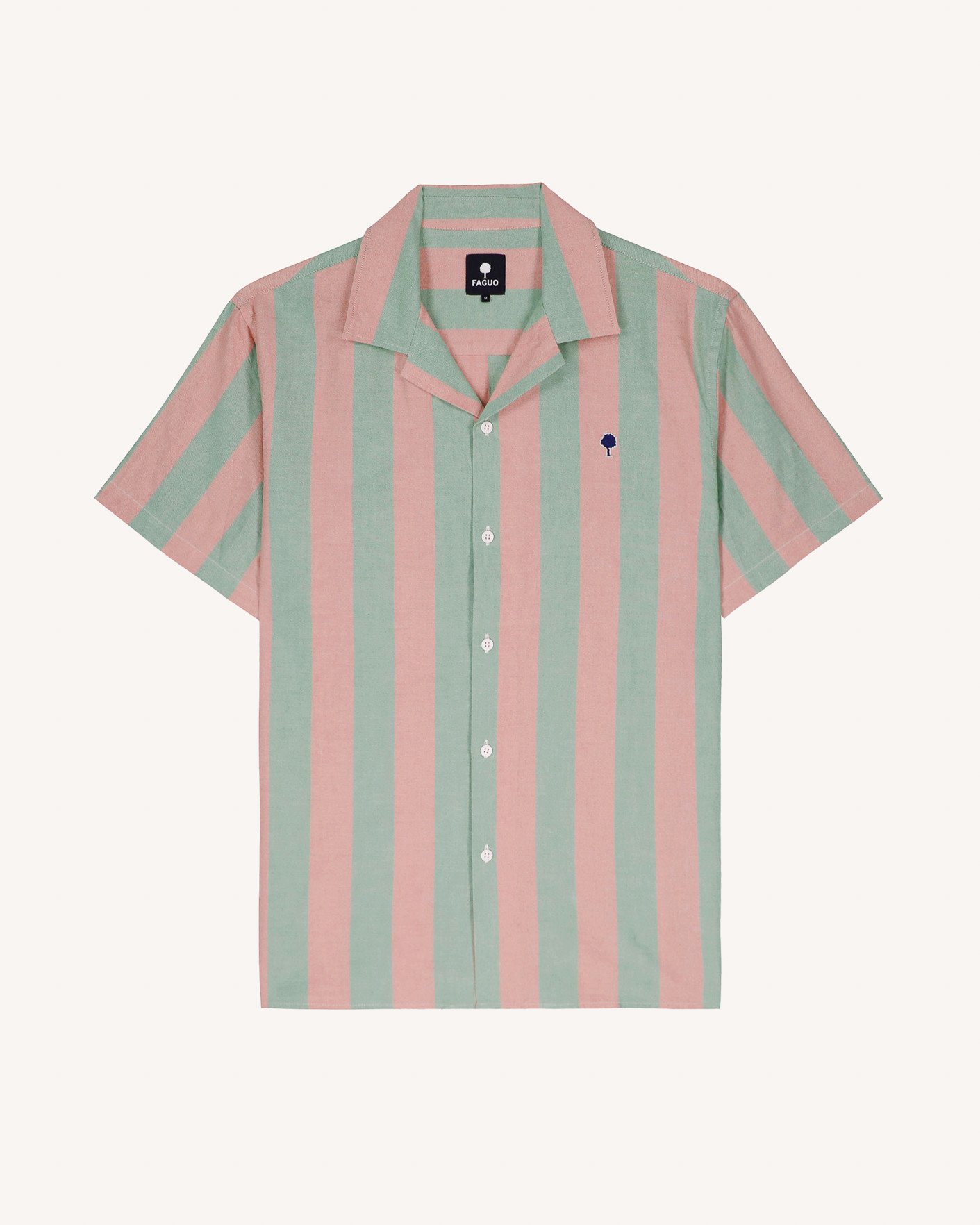 Chemise manches courtes rose & verte coton - VIMY