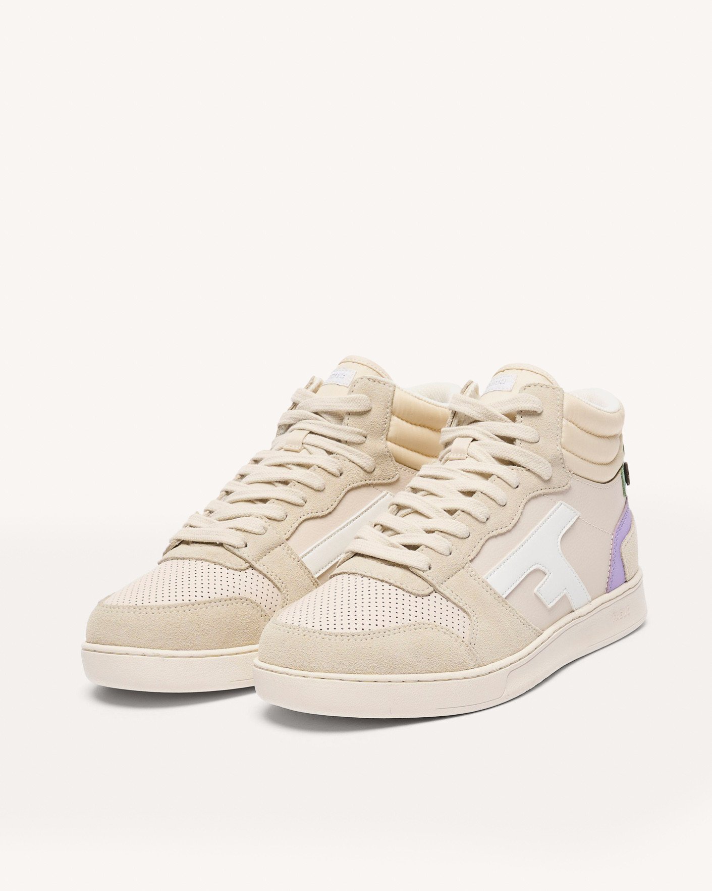 Baskets montantes écrues & beiges cuir - HAZEL MID