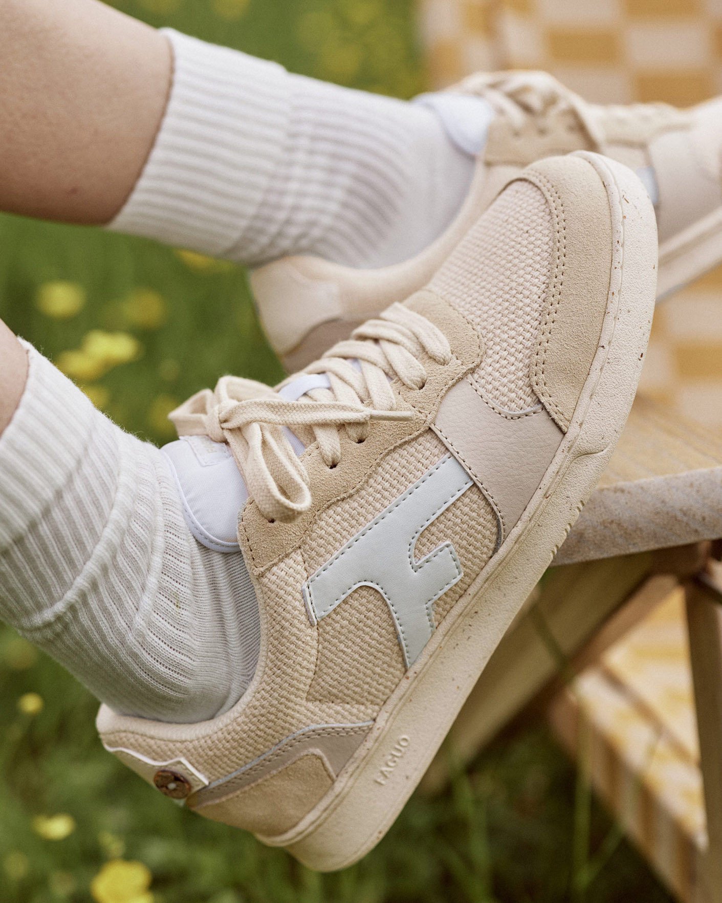 Baskets beiges & blanches coton - HAZEL