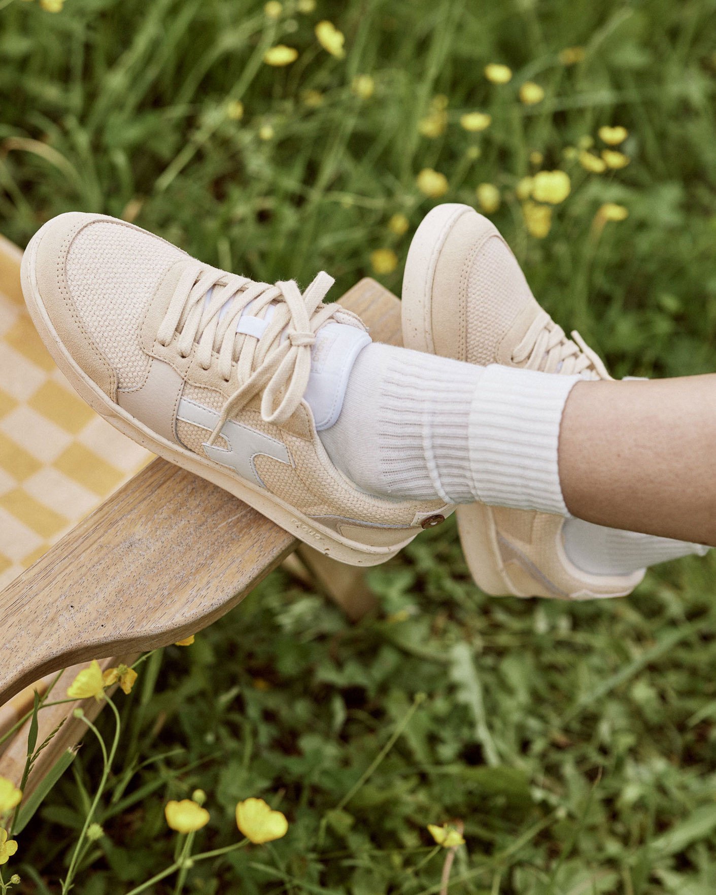 Baskets beiges & blanches coton - HAZEL