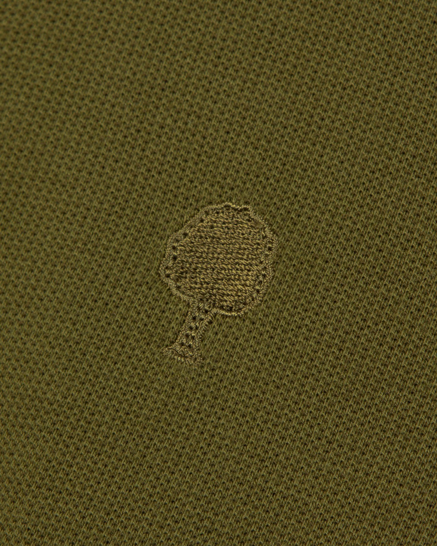 T-shirt manches longues vert olive foncé coton - BAILLY