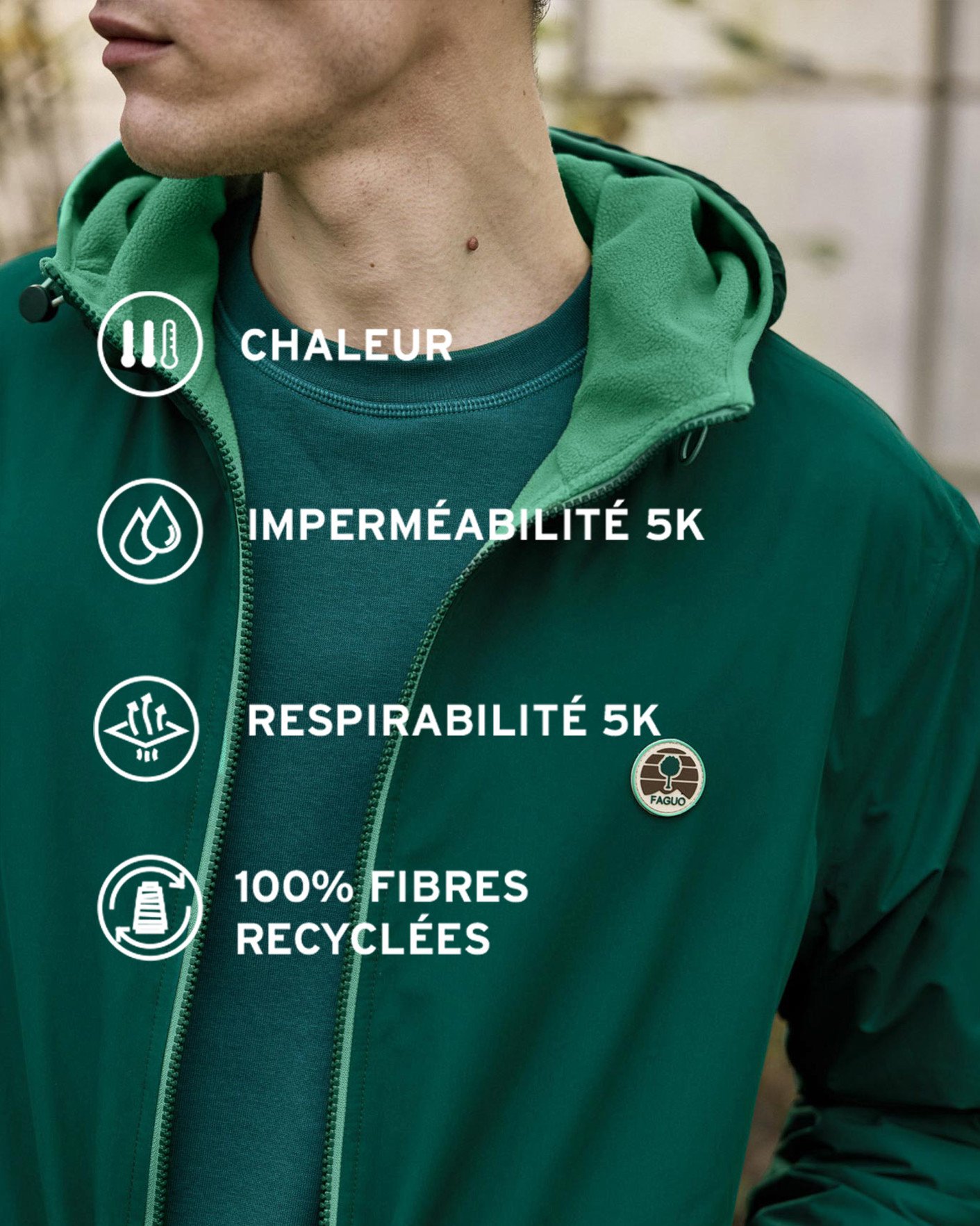 Veste imperméable chaude réversible - CARNOET