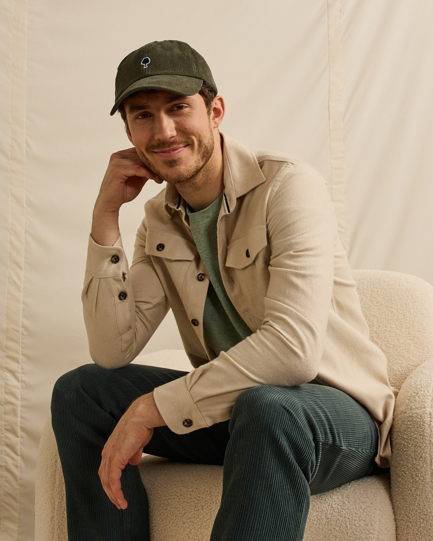 Casquette en velours kaki - CAP